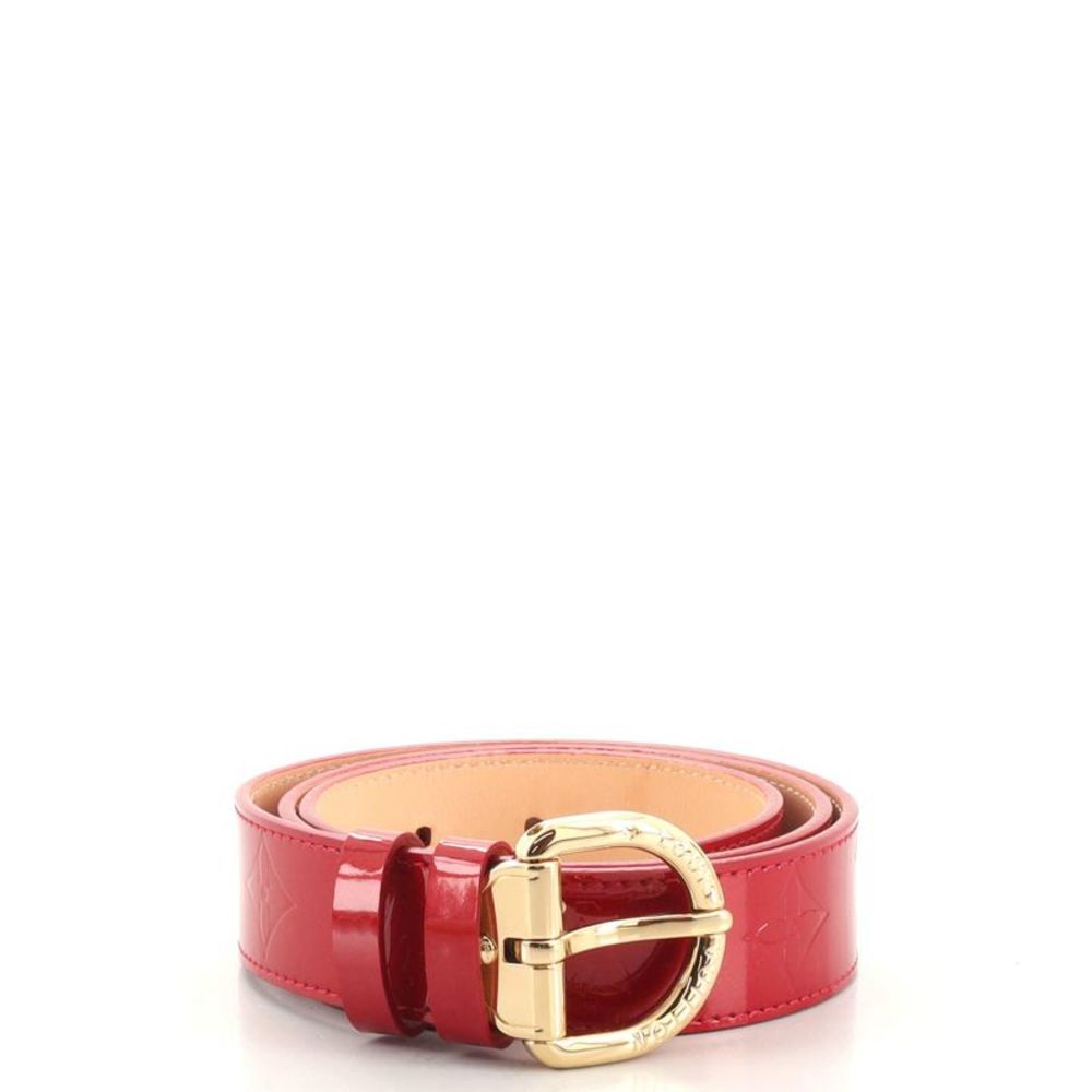 Louis Vuitton Ceinture Belt Monogram Vernis Medium 80 Red